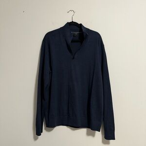Banana Republic Italian Merino Wool Quarter Zip Navy Blue XL Tall